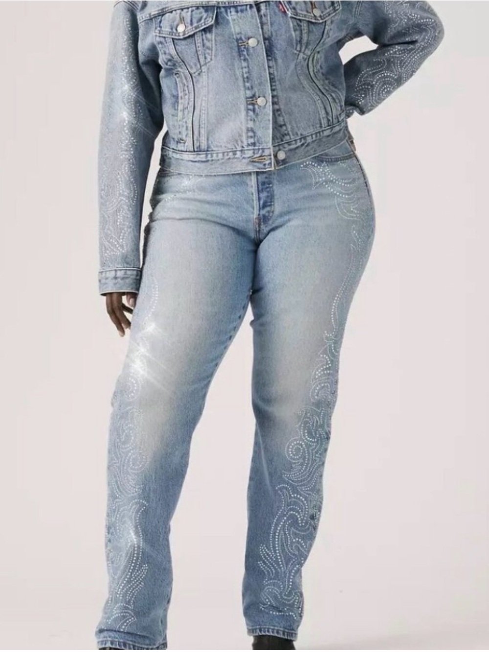 501® Curve Embellished High Waist Straight Leg Jeans - Picture 3 of 8